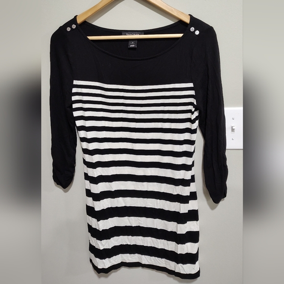 White House Black Market Tops - WHBM White House Black Market Women's Tunic Shirt Black/White Stripe, Small